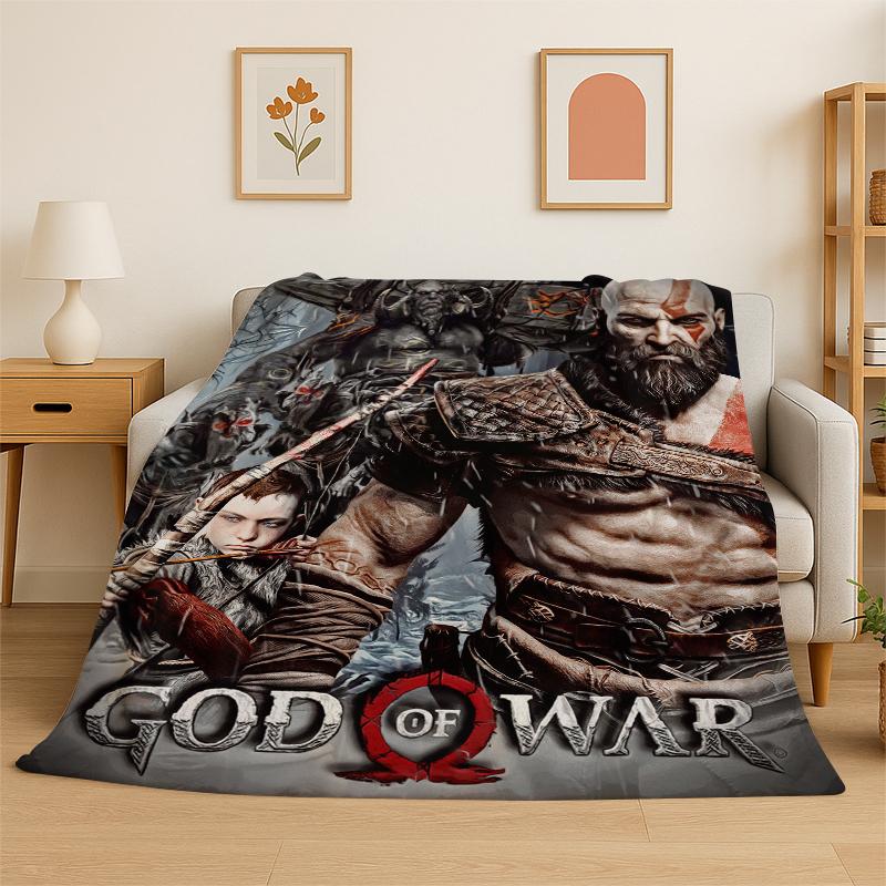 Ретро Игра God of War Кratos Фланелевое Одеяло Мягкое Теплое Плед для Спальни Гостиной Кровати Путешествий Кемпинга Пикника Подарок