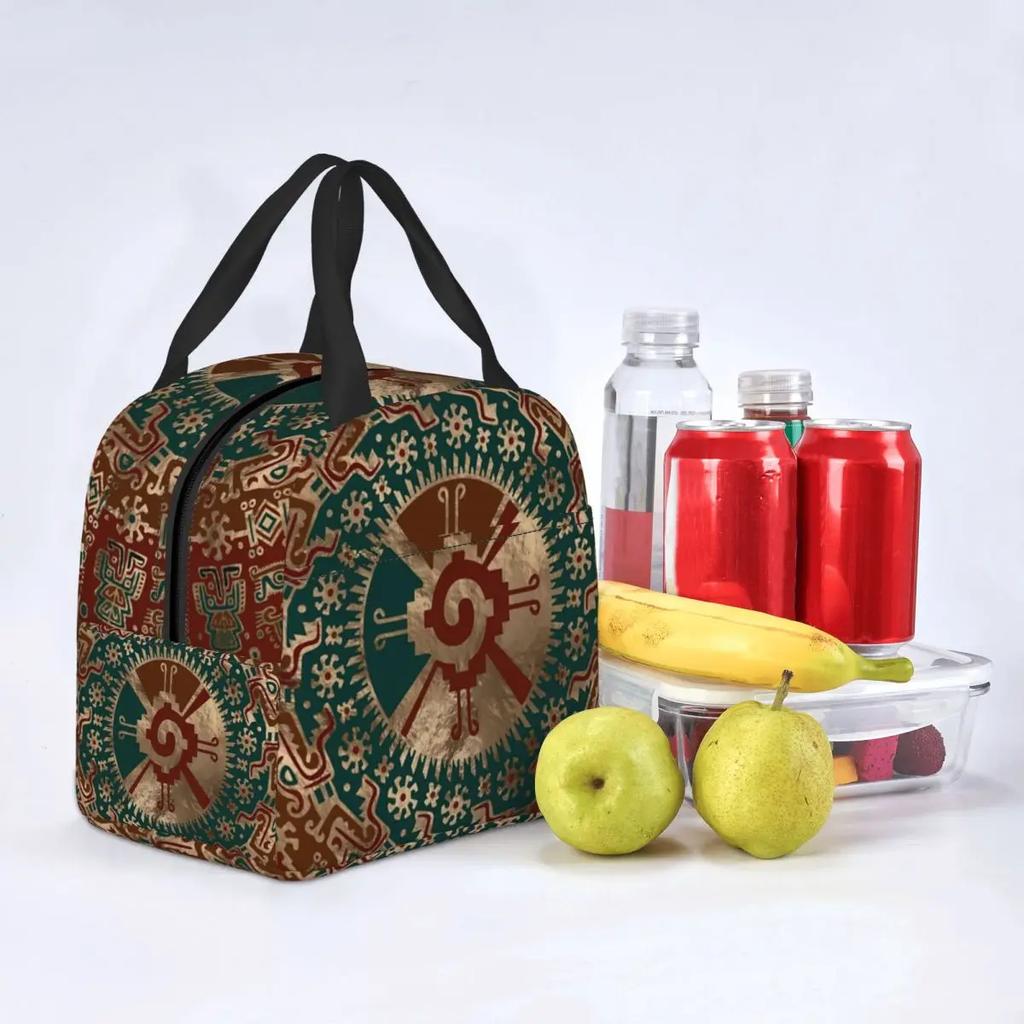 Mayan Aztec Hunab Ku Symbol Insulated Lunch Bags for School Office Leakproof Thermal Cooler Bento Box Women Kids