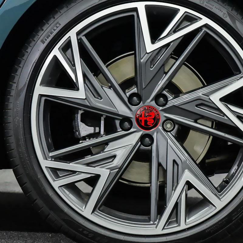 4Pcs 56mm Wheel Hub Caps Sticker Car Emblem Badge Decoration For Alfa Romeo Giulia Stelvio 156 Tonale Brera Giulietta Disco VolaMX5