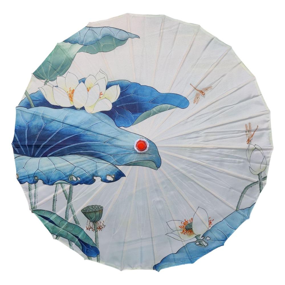 Vintage 70 cm Silk Cloth Women Umbrella Handheld Folding Classical Oil Paper Umbrella Rainproof Decorative Costume Parasol Party
