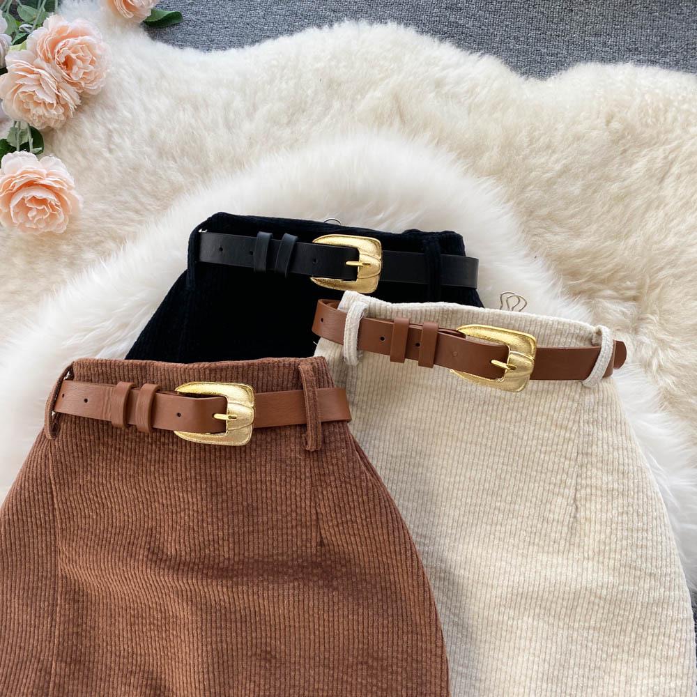 Юбка в стиле ретро с высокой талией и разрезом, свитер: Стиль Гонконг и Корея, облегающий, средней/длинной длины, подходит для ранней осени и зимы