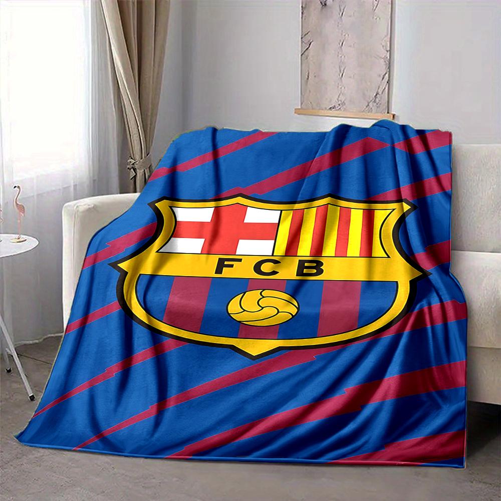 1Pc Fcb Crest Blanket Soft And Comfortable Casual Warm Camping Travel Christmas Halloween Xmas Gift M928637