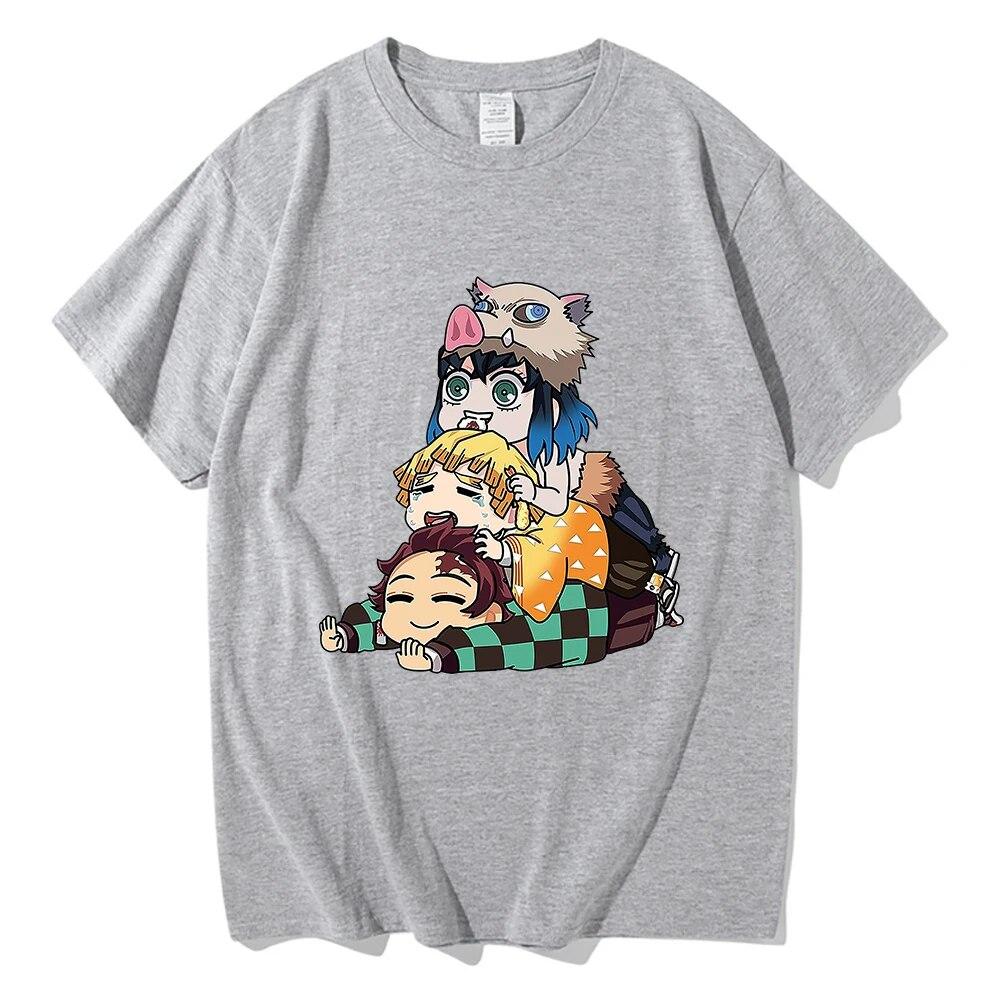 Футболка Demon Slayer Kimetsu No Yaiba унисекс Harajuku Inosuke Tanjirou Muichirou Zenitsu футболка унисекс аниме Unisexga хлопковая футболка унисекс
