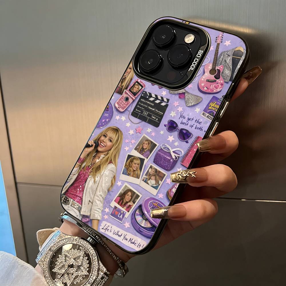 H-Hannah-M- Montana For iPhone 17 16 15 14 13 12 11 Pro Max XS 17 Air Silicone Colored Silver Bumper Cover
