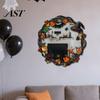 Seasonal Home Wall Decorations Halloween Decorative Mirror Stickers with Spiders/Skeletons/Pumpkins, Retro Hanging Mirrors for Entryway Ornament,