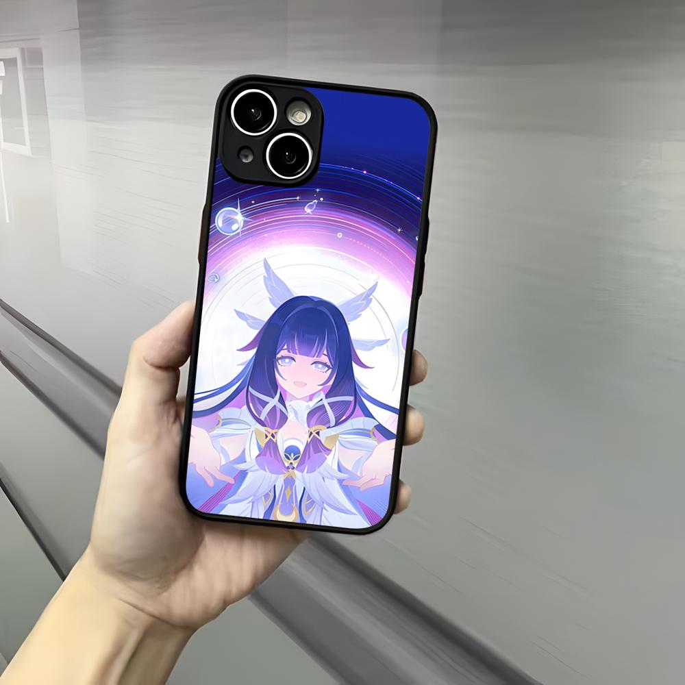 Прозрачный чехол для телефона Genshin Impact Яэ Шэньхэ Для iPhone 17 16 15 14 13 12 Pro Max Xr Air Plus Ощущение кожи Черная жесткая задняя крышка