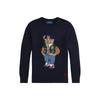 Свитер Polo SS24 с медведем, круглый вырез, вышивка логотипа, длинный рукав, вязаный, детский свитер, темно-синий CWPOSWEY6820545-410