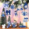 Blue Wooden Gnome Christmas Ornaments Vintage Tree Decor Handmade Crafts for Xmas Party Decorations 12/24/36pcs