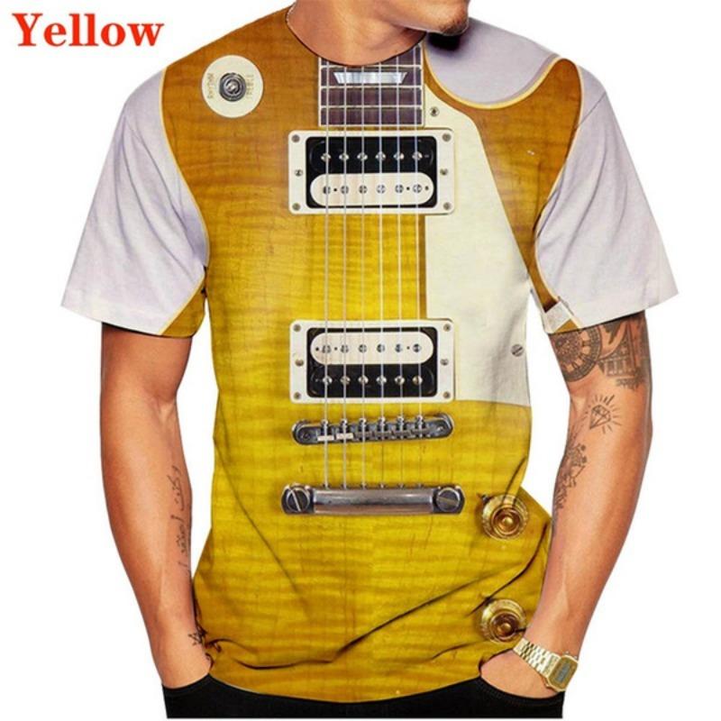 Футболка с принтом «Забавная гитара» в 3D-стиле, унисекс, футболки, толстовки, модные футболки в стиле хип-хоп и уличный стиль с короткими рукавами