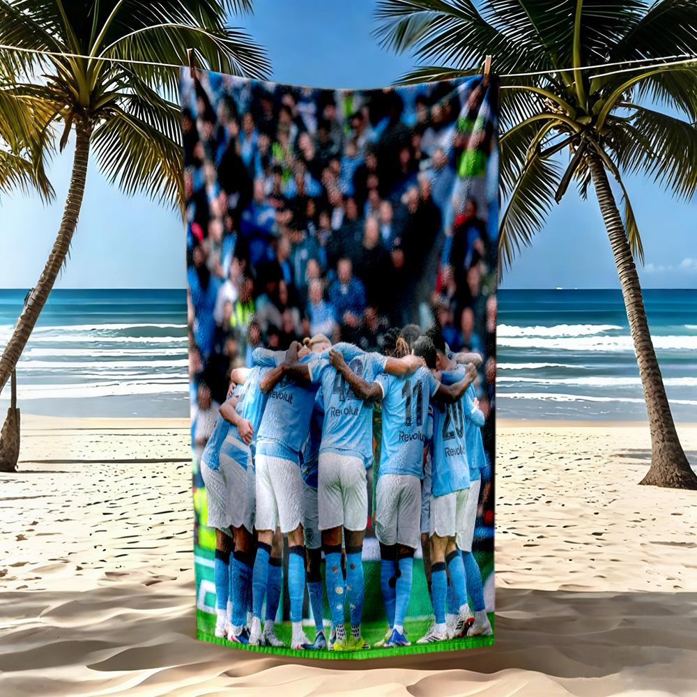 Manchester City Beach Towel Quickdry Soft Microfiber Comfortable Lightweight Suitable For Swimming Gym Camping Yoga Vacation