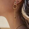 Дизайн-Чувство Современные Минималистичные 18K Золото, Белый Цирконий Цепочка Серьги с Кисточками Серьги