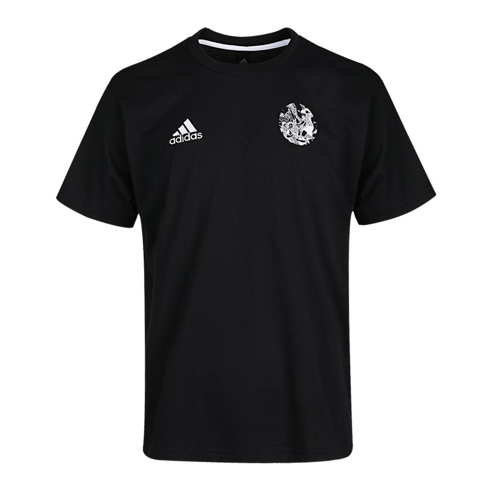 adidas Футболка Captain Tsubasa, удобная, повседневная, с круглым вырезом и коротким рукавом, мужская, черная GK3442