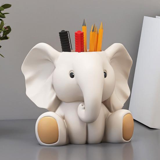 Elephant Pen Holder Fading-resistant Resin Desk Organizer Multifunctional Office Decor Perfect Desk