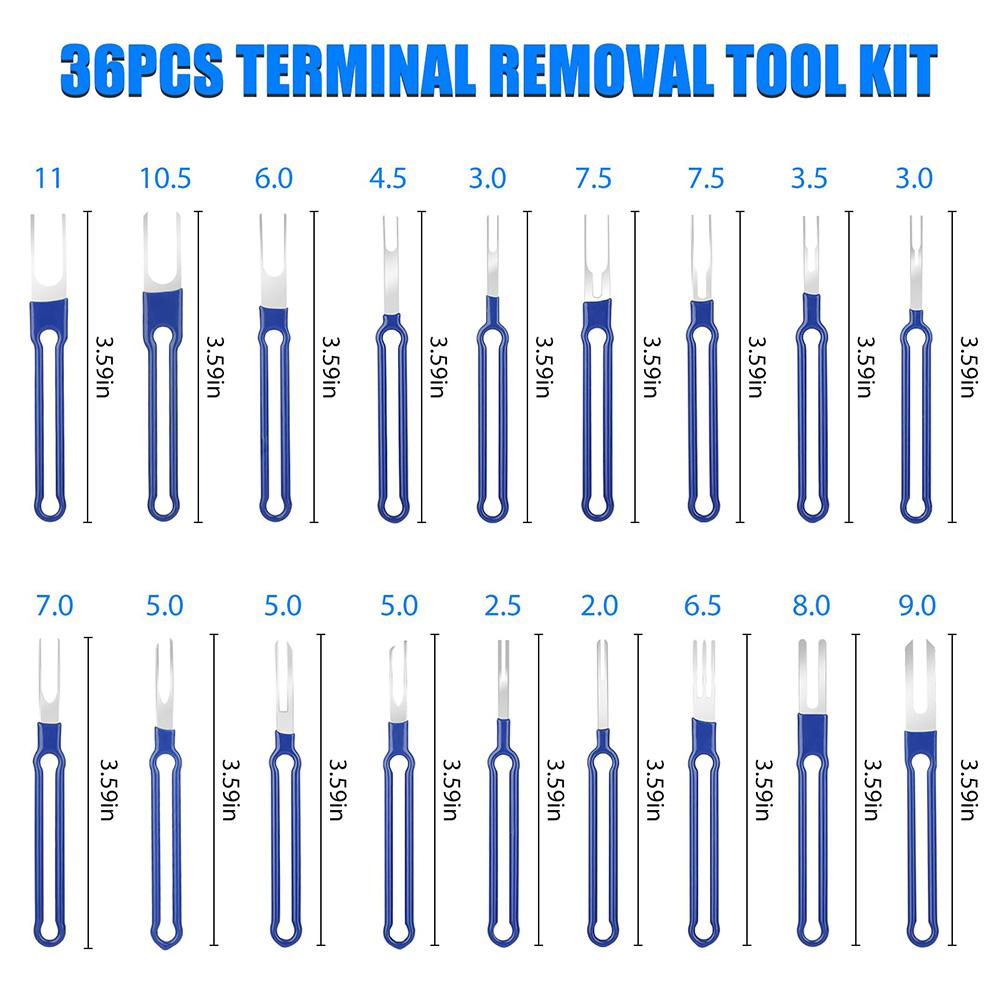 36Pcs Terminal Removal Tool Kit Depinning Tool Electrical Connector Pin Removal Terminal Disassembly Tools Car Pin Extraction