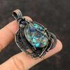 Медный кулон с мульти-бирюзой, кулон, обмотанный медной проволокой, кулон с драгоценным камнем, кулон в этническом стиле, подарок для него, украшения из медной проволоки ручной работы