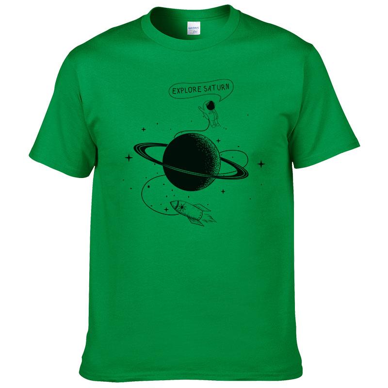 Астронавт Исследует Сатурн Футболка Мужская летняя с коротким рукавом модная футболка Хлопок Прохладные футболки Топы Одежда бренда #226