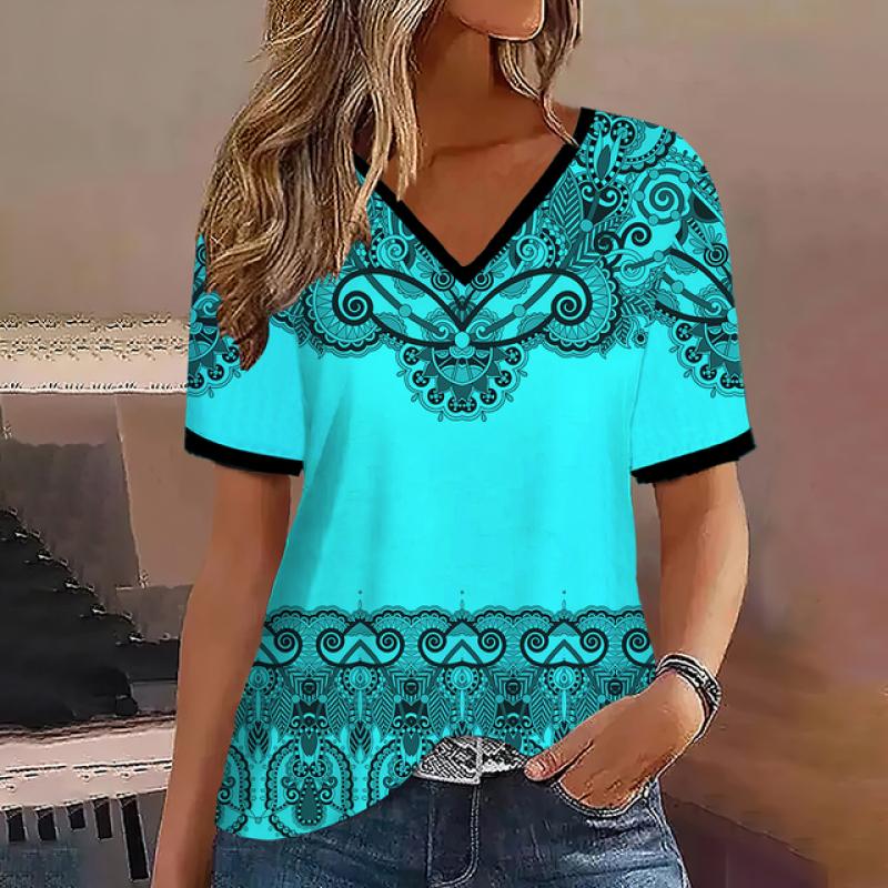 Модная женская футболка в полоску с принтом градиента и V-образным вырезом с короткими рукавами, базовые топы, уличная одежда, летняя одежда больших размеров, женские футболки