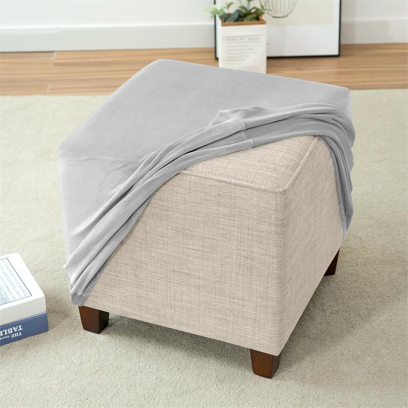 1 шт. бархатный чехол для пуфа, квадратный однотонный чехол для подставки для ног, эластичный чехол для пуфа, защитный чехол для мебели в гостиной