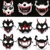 Half Face Mask Horror Halloween Costume Props Animal Skeleton Blood Mask with Elastic Straps for Halloween Cosplay Carnivals Masquerades
