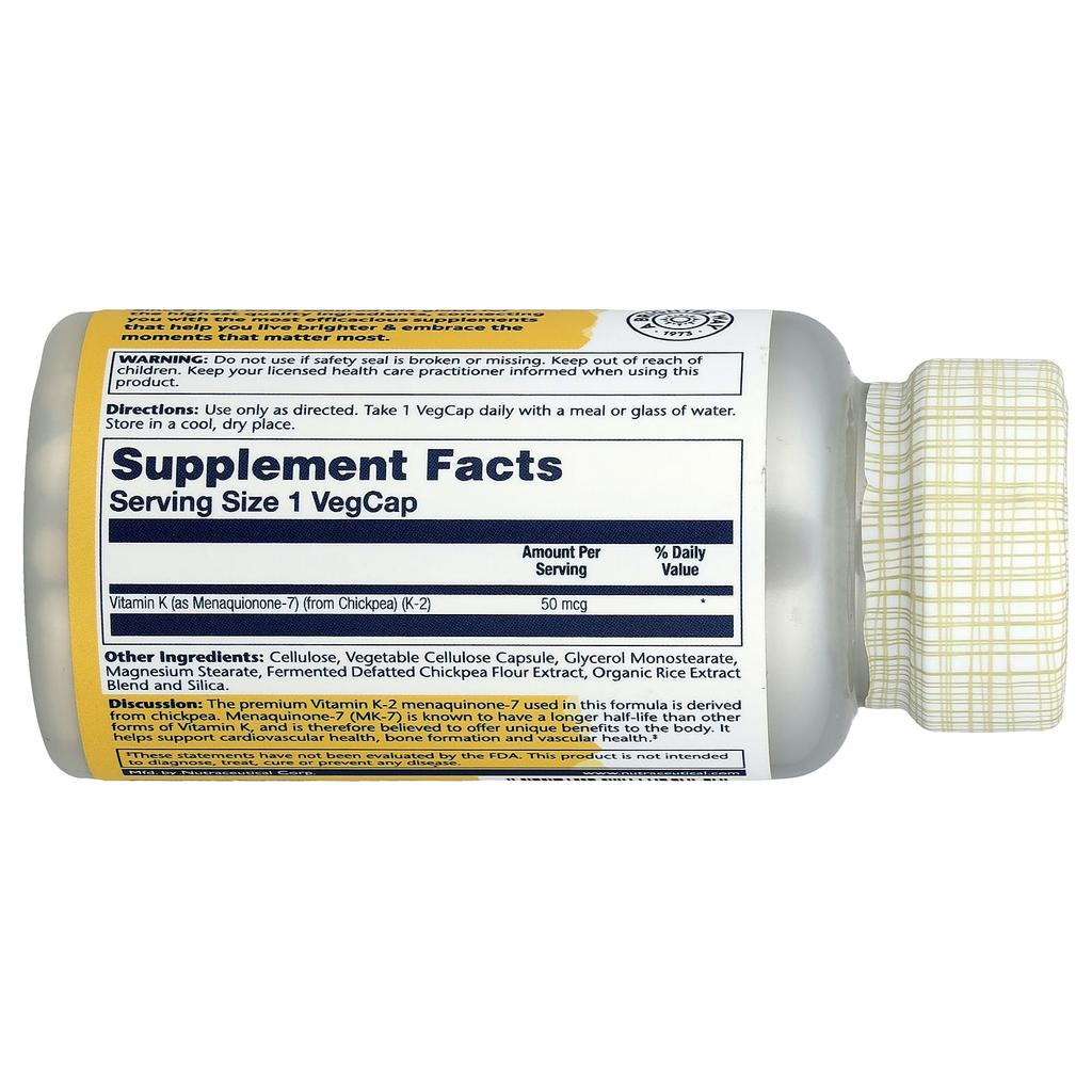 Vitamin K-2 Menaquinone-7, 50Mcg, 60 Veggie Caps