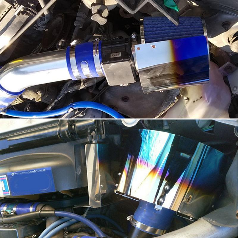 2.5" TO 3.5" Universal Air Filter Heat Shield Stainless Steel Burnt Blue Silver Neo Chrome Carbon Cover
