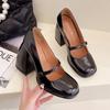 Autumn Chunky Heels Mary Janes Women Round Toe High Heeled Pumps Woman Pink Black Slip On Gothic Shoes For Female