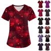 Women's Fashion V-neck Short Sleeve Workwear With Pockets Valentine's Day Printed Tops