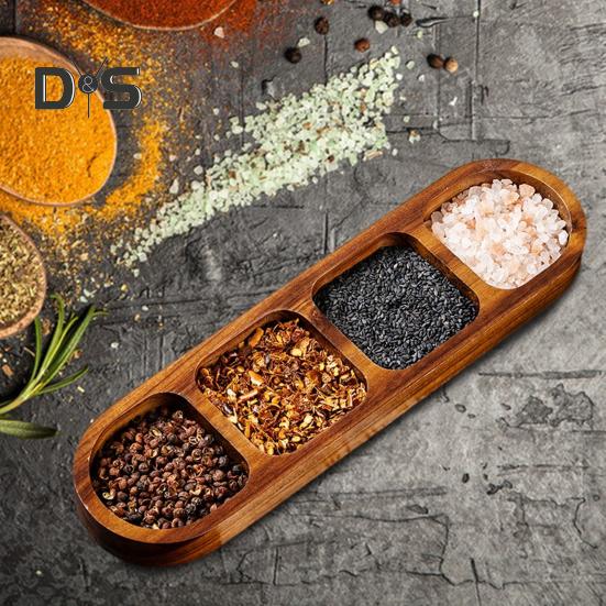 Разделенный деревянный поднос для сервировки, блюдо для приправ, многосекционные соусницы для закусок, фруктовых конфет, элегантные деревянные тарелки для повседневного использования