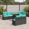 Garden Dining Set with Cushions 9 pcs Black and Teal