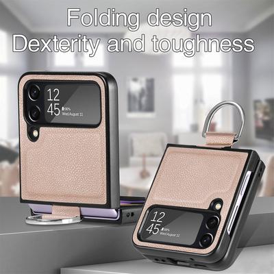Легкий тонкий кожаный чехол для мобильного телефона Samsung Galaxy Z Flip 4 5g Flip4 Flip 3 Flip3, противоскользящий чехол с кольцевым держателем