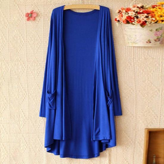 Весенне-осеннее женское пальто, свободное, средней длины, однотонное, с длинными рукавами, тонкое, с карманами, с открытой строчкой