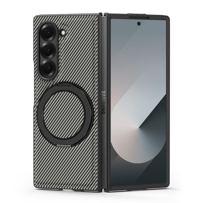 Роскошный чехол из углеродного волокна с текстурой для телефона Samsung Galaxy Z Fold6 Fold5 Fold4 Fold3 с беспроводной зарядкой, противоударный магнитный держатель, 2 шт., складной чехол