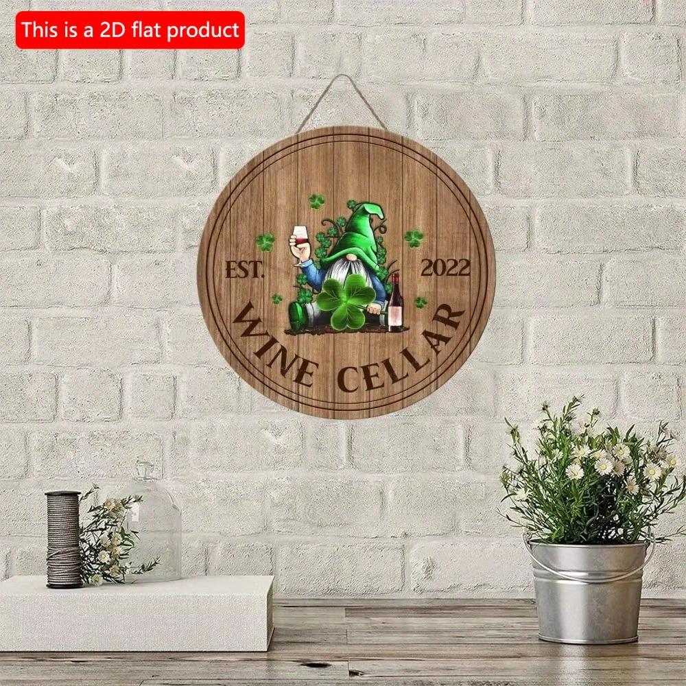 1 шт. 2d Плоский ретро-украшенный уличный ирландский бар ко Дню Святого Патрика круглый деревянный знак - 20 см, знак Lucky Grass, подходит для семейного бистро