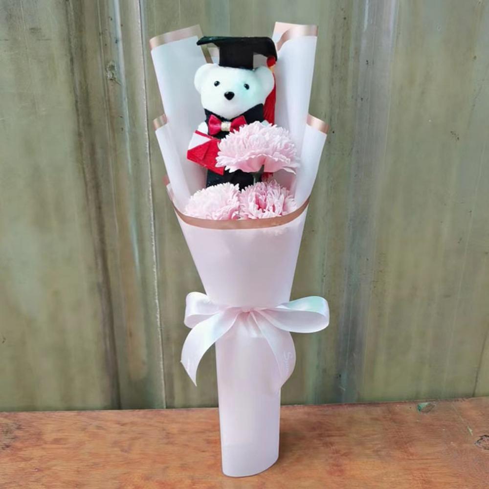 Sunflower Bear Bouquet Bouquet Decoration Rose Sunflower Soap Flower Plush Toy Birthday Party Cartoon Lovely Bear