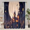 2 Pieces - Halloween - Printed Curtain - Polyester Material - Suitable for Bedroom, Living Room, Study Private Curtain