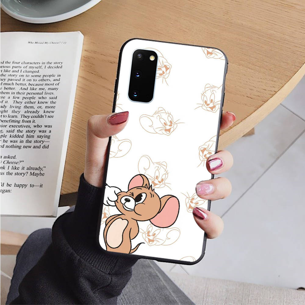 Черный чехол AT21 Tom and Jerry для iPhone 16 15 Plus 14 13 12 11 Pro 8 7 6S SE 5S X XR XS Max Realme C30 C33 C31 9I Huawei Y8P Y9 Sofe Cover