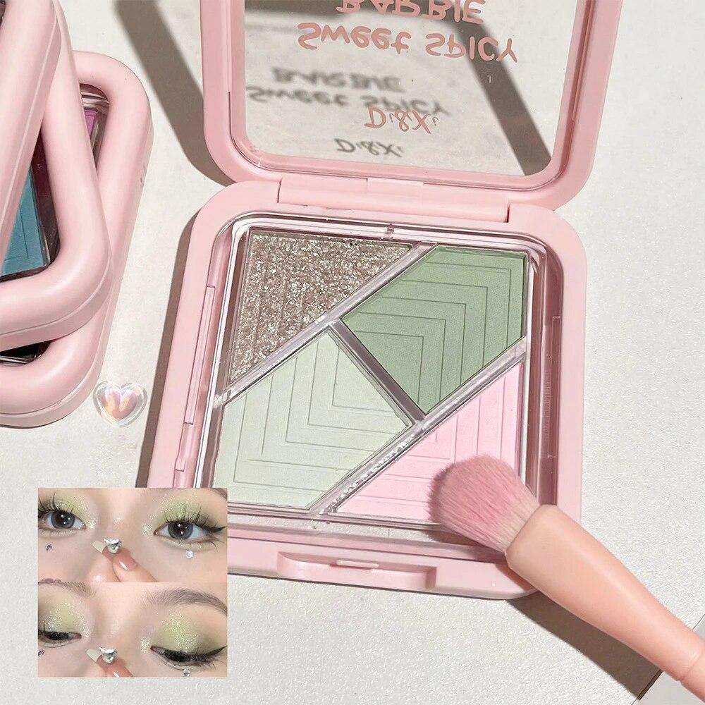 4 цвета, палитра теней для век, синий, зеленый, блестящий, жемчужно-матовый, черный, розовый, земляной цвет, тени для век, стойкий макияж, корейская косметика, 1 шт.