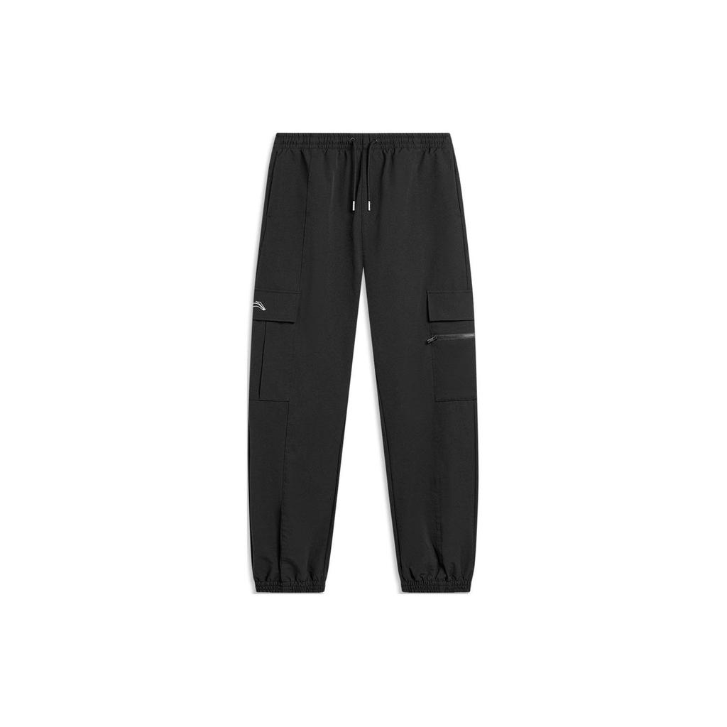 Li Ning Skateboard Series Solid Color Water-Resistant Loose Mid-Rise Woven Knitted Sports Pants Men Pants Black AKXU021-1