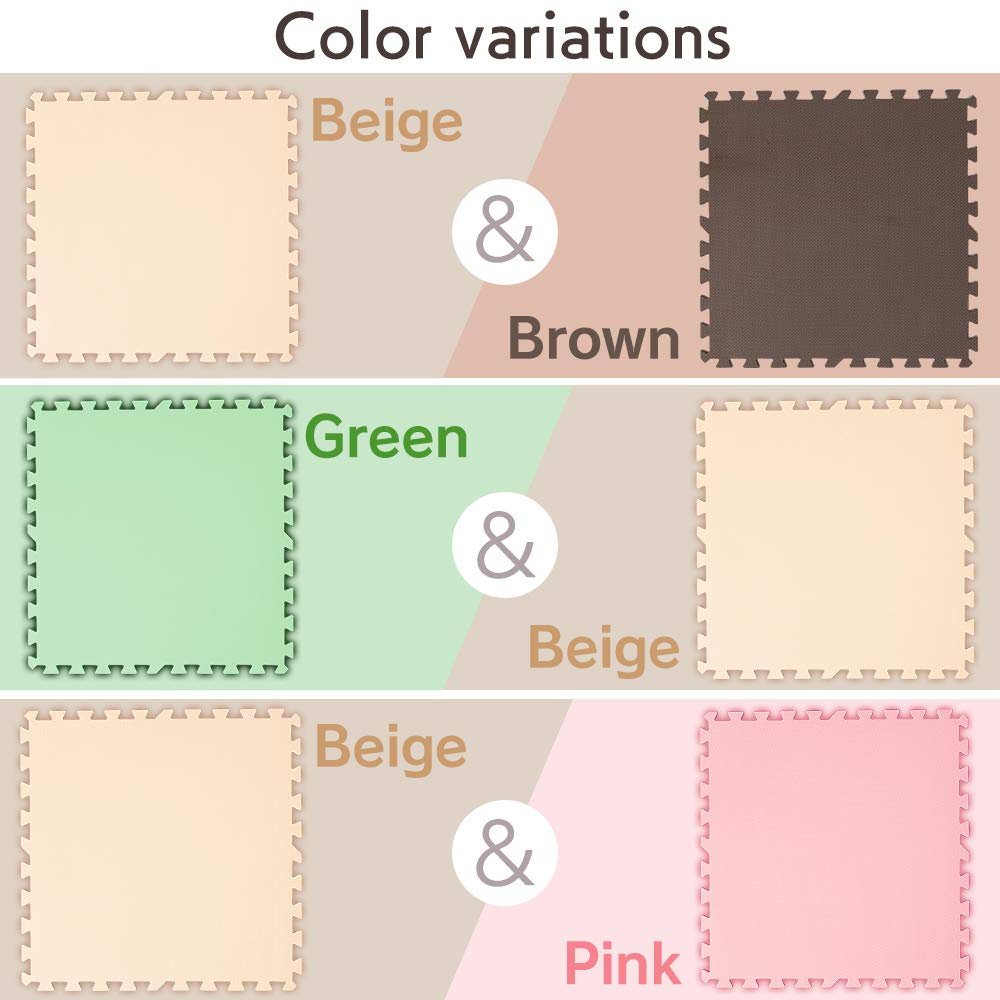 Iris Plaza Joint Mat Large Tatami 60cm 20mm Cork Mat Color Mat Soundproofing Scratch Resistant Pet Baby 60 x 60cm 2 Colors Set of 24 4.5 Beige/Brown