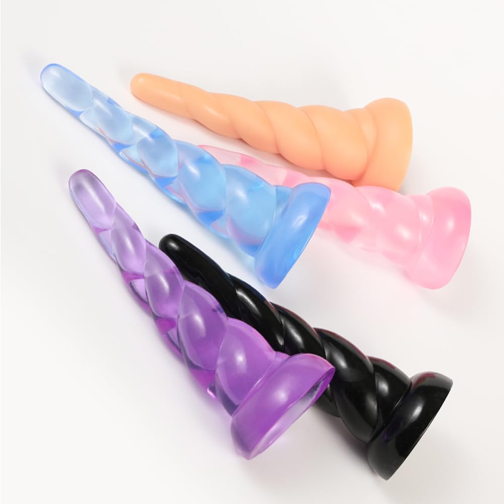 Dekori Anal Plug Anal Plug Anal Dildo with Suction Cup PVC Spiral Small Tip SM Anal Plug Anal Beads Concave and Convex Like Twine Anal Expansion Dildo