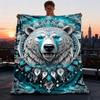 1pc Polar Bear Mandala Throw Blanket Polyester Fiber, Lightweight Flannel, Soft & Warm, All Season Use for Outdoor, Camping Digital Print