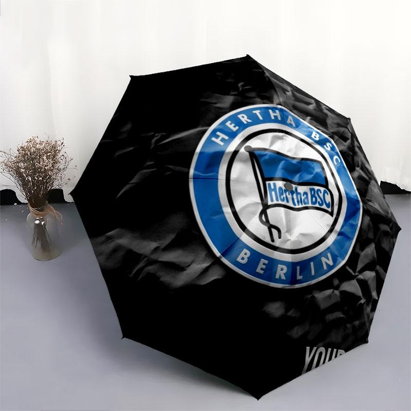 1 PC Automatic Folding Umbrella - Hertha BSC Custom Name Pattern, Portable & Foldable Design with 8 Ribs, Christmas Birthday Gifts
