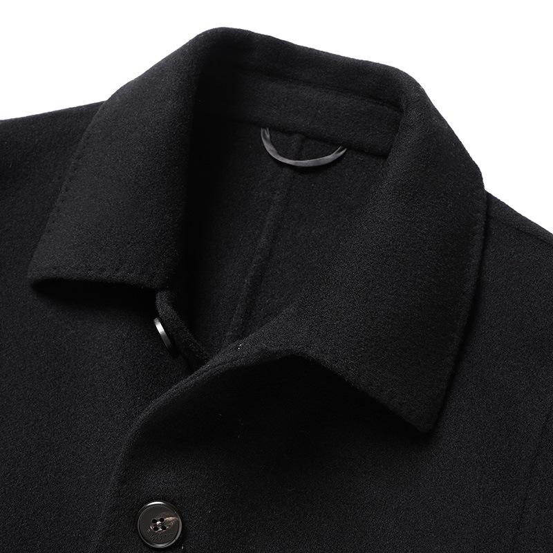 Новое осенне-зимнее шерстяное двухстороннее шерстяное пальто, мужское шерстяное пальто длиной до колена, куртка для мужчин