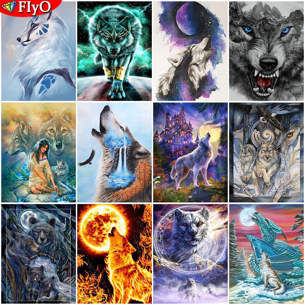 5D DIY алмазная живопись волк полная квадратная дрель рукоделие искусство Алмазная вышивка животное Ловец снов Алмазная мозаика украшение дома