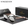 Kingseven Handmade 2021 Black Walnut Wooden Sunglasses Men Polarized UV400 Protection Semi-Rimless Retro Eyewear Women Oculos