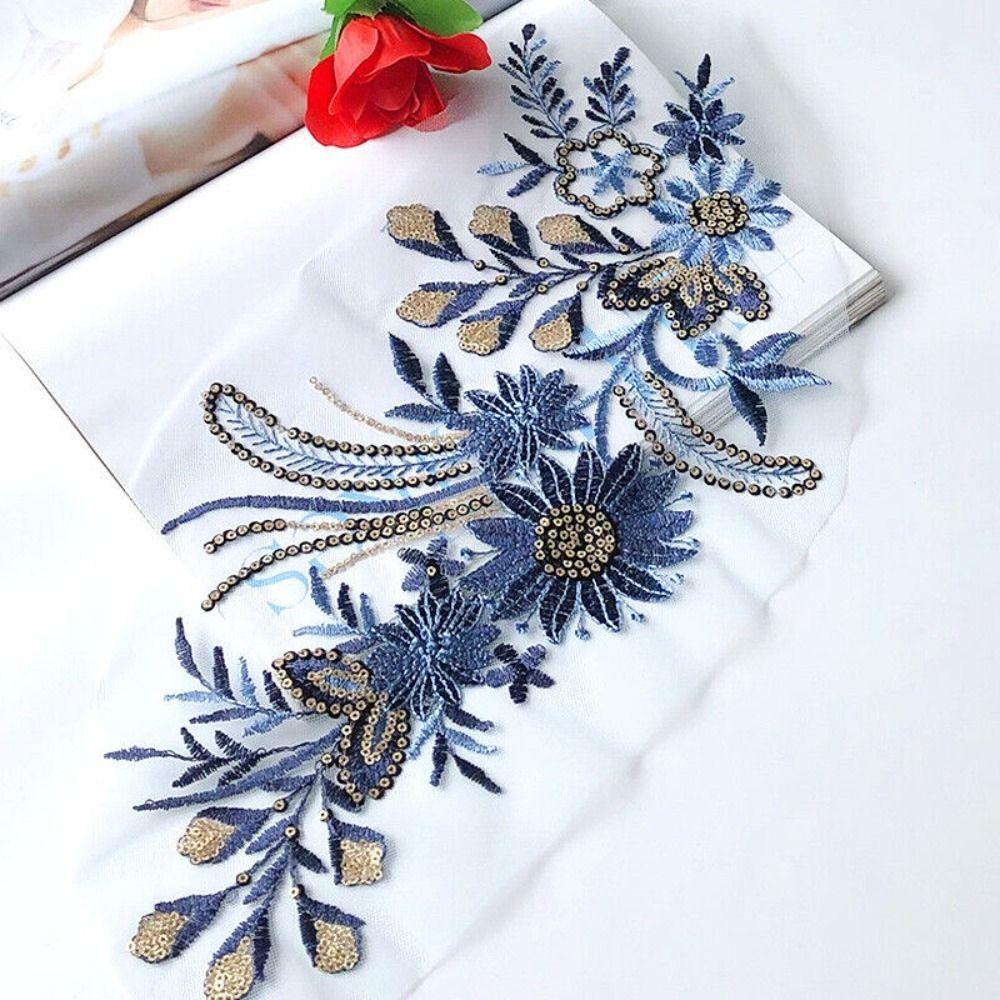 Sew Mesh Embroidery Flower Lace Patch Polyester Embroidered Fabric Stickers Clothing