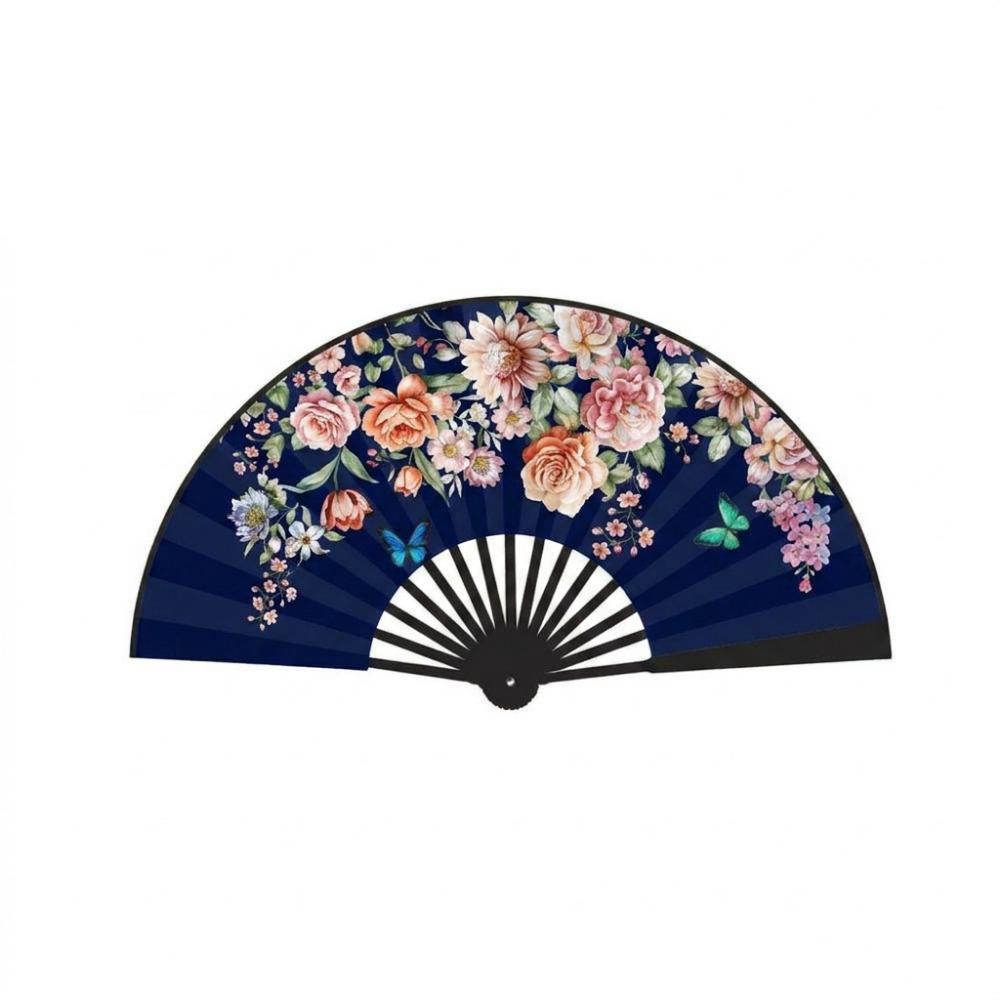Chinese Style Folding Handheld Fan Handmade Flower Pattern Hand Fans Exquisite Silk Cloth Dance Fan Home Decoration