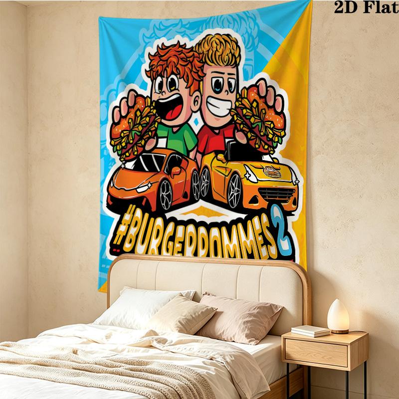 Icrimax Burgerpommes Wall Tapestry Aesthetic Wall Hanging Printed Fabric Blanket Decorative Tapestries For Bedroom Living Room Home Decor