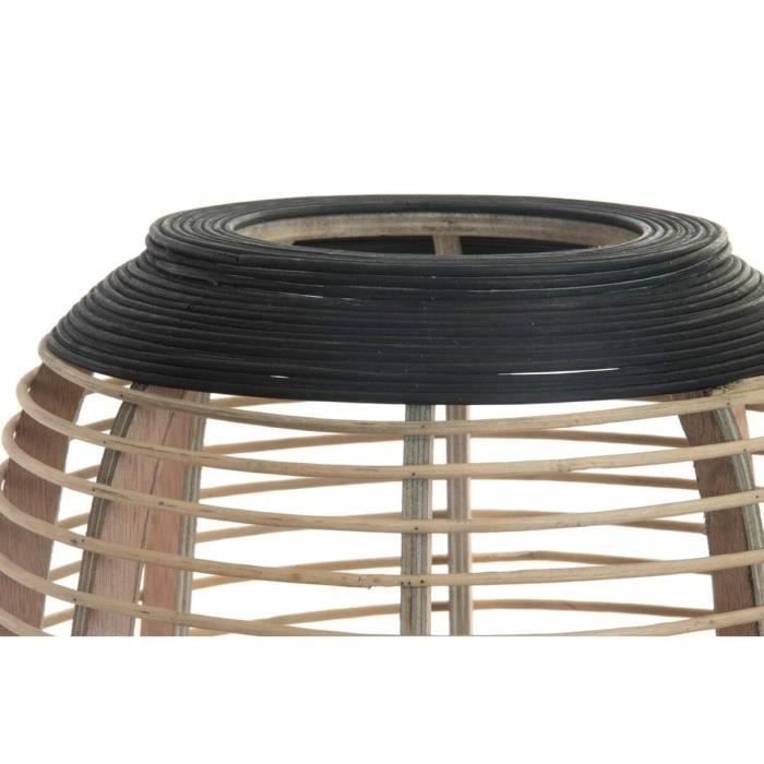 Bougeoir - Marque - Verre Noir - Métal Marron - Bambou - 32 x 32 x 43 cm