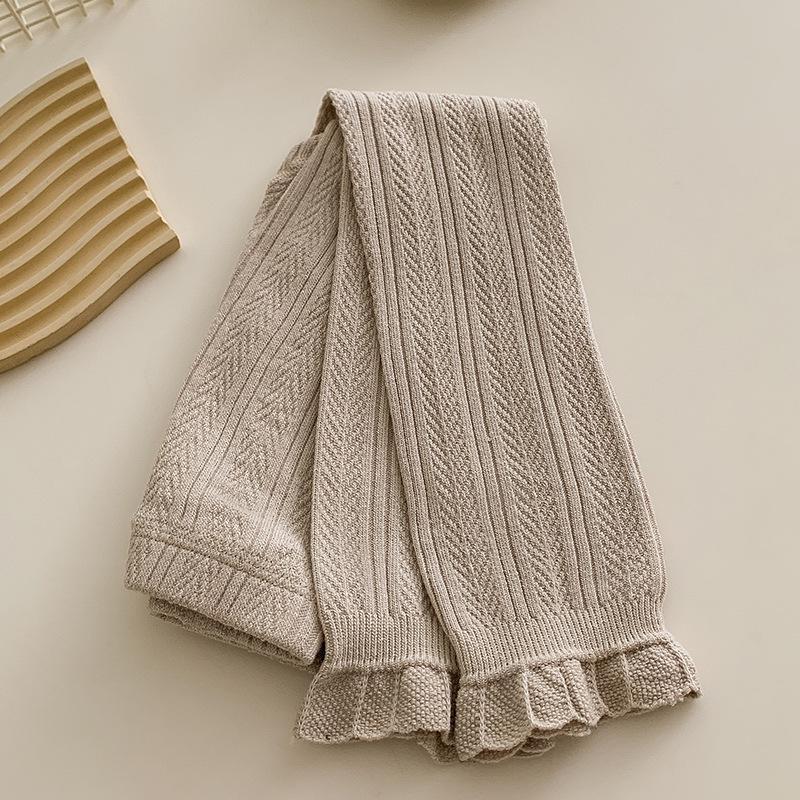 Infant Lace Trim Cotton Tights: Baby Lightweight Base Layer for Spring/Autumn